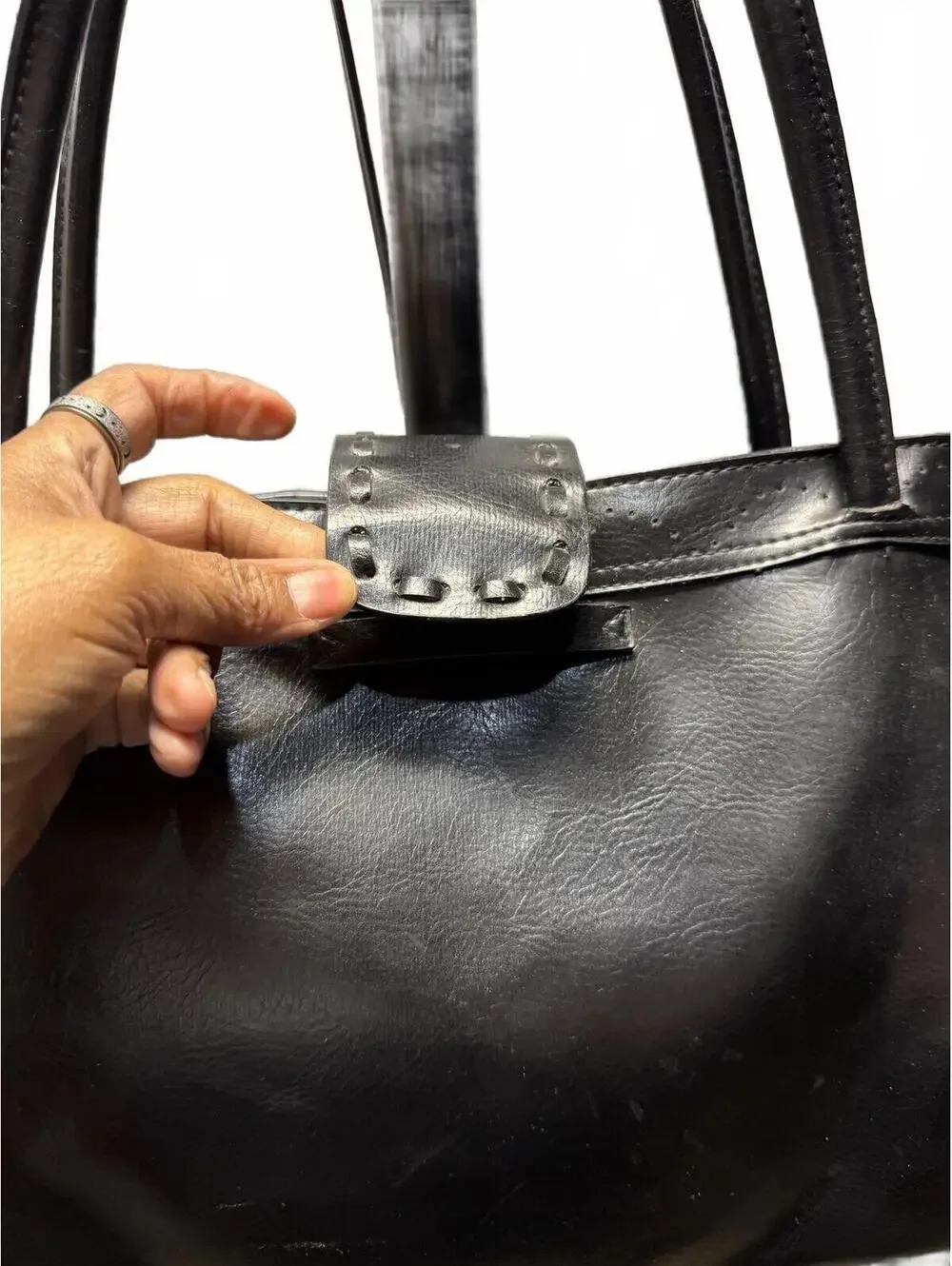 Black Vinyl shoulder Bag by XOXO.